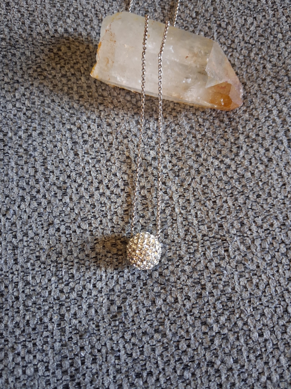 Monet Silver Pave Crystal Sphere Necklace